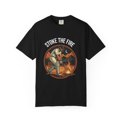 Stoke the Fire T-Shirt | Cricket Campfire Bat Graphic Tee