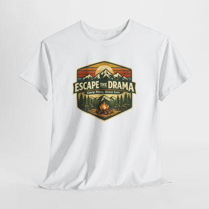 Escape the Drama Camp More Stress Less Shirt | Retro Campfire Tee | Odyssey Camp & Co.