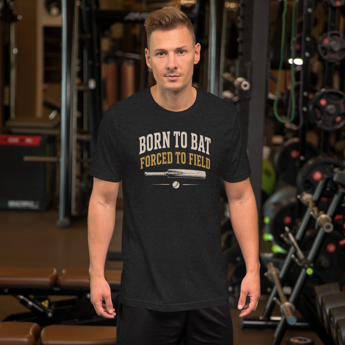 Born to bat forced to field funny cricket shirt black heather | Funny Cricket T-Shirt | Odyssey Camp & Co.