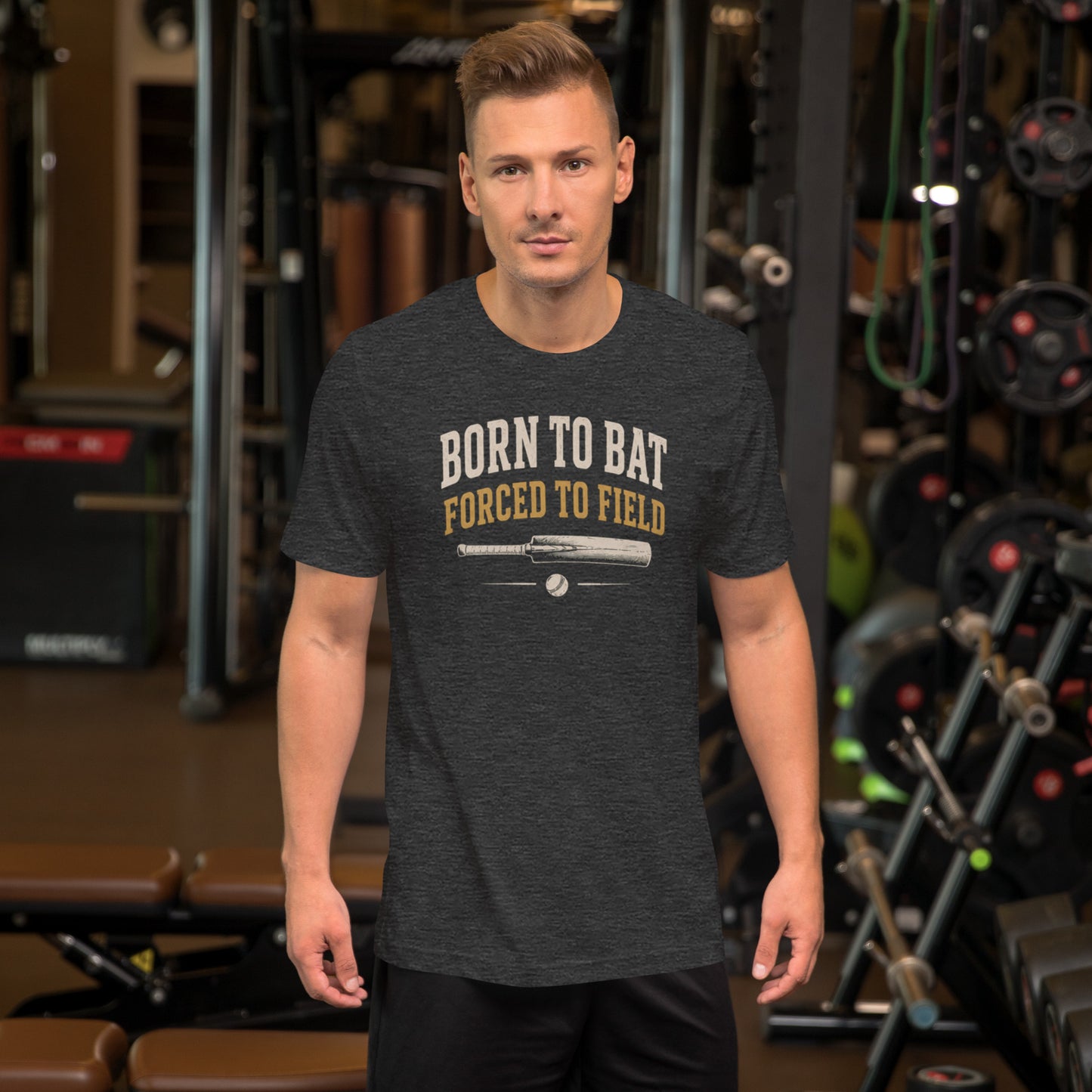 Born to bat forced to field funny cricket t-shirt dark grey heather | Funny Cricket T-Shirt | Odyssey Camp & Co.